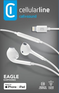 Cellularline EAGLE Auricolare a filo compatibile con iPhone dotato di ingresso Lightning MFI