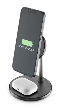 Cellularline Mag Duo Wireless Charger Supporto con carica wireless 2 in 1 per dispositivi Apple