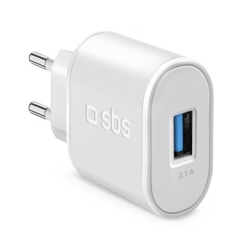 SBS Caricabatterie caricatore 10 Watt - Ricarica rapida con porta USB 2.1A Intelligent Charge (IC)