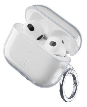 Cellularline Clear - AirPods 3 Custodia trasparente per AirPods in gomma con gancio.