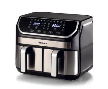 Ariete 4625 Friggitrice ad aria 9L, 2100W, Capacità 9L, Doppio cestello, Capacità di cottura 3,6kg, 11 programmi preimpostati, Funzione Max Crisp, Temperatura fino a 200°C, Cestello antiaderente con g