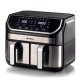 Ariete 4625 Friggitrice ad aria 9L, 2100W, Capacità 9L, Doppio cestello, Capacità di cottura 3,6kg, 11 programmi preimpostati, Funzione Max Crisp, Temperatura fino a 200°C, Cestello antiaderente con g 2