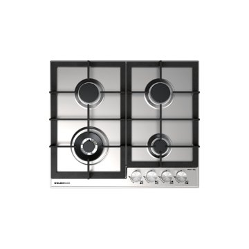 Glem Gas GTD64THIXN piano cottura Nero, Acciaio inox Da incasso 60 cm 4 Fornello(i)