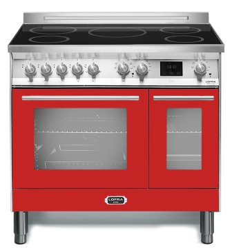 Lofra PRD96MFTE/5I Cucina freestanding Elettrico Piano cottura a induzione Rosso, Acciaio inox