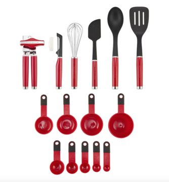 KitchenAid KO4478BXERI set di utensili da cucina 15 pz Nero, Rosso, Acciaio inossidabile