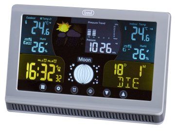 Trevi Stazione meteo con grande display a colori LCD, comandi touch, radiocontrollato 12/24, barometro hPa e termometro °C/°F