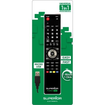 nuovaVideosuono FREEDOM1IN1 telecomando IR Wireless DVD/Blu-ray, Media player, PC, SAT, Altoparlante Soundbar, TV, VCR Pulsanti