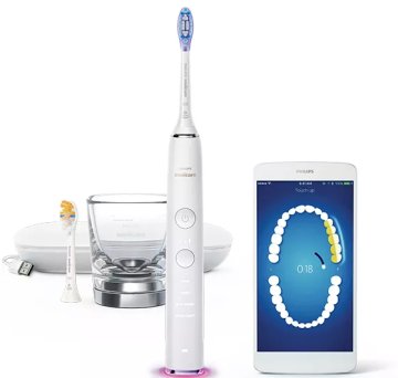 Philips DiamondClean Smart 9400 Sonicare Spazzolino Elettrico Sonico Bianco con App, con custodia da viaggio HX9917/88