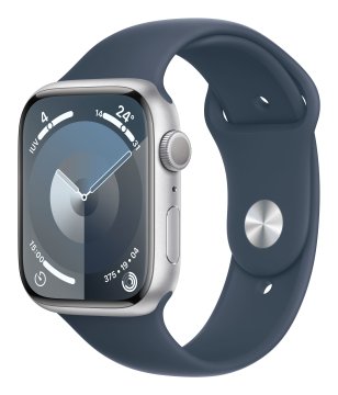 Apple Watch Series 9 GPS Cassa 45mm in Alluminio Argento con Cinturino Sport Blu Tempesta - S/M