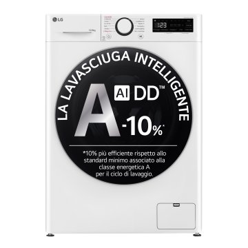 LG D4R5010TSWS Lavasciuga 10/6kg AI DD, Serie R5 Classe D, 1400 giri, TurboWash 360, Vapore, Eco Hybrid, Bianca