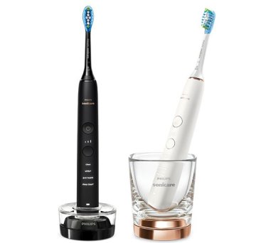 Philips DiamondClean 9000 Sonicare Spazzolini Elettrici Sonici con App, confezione da 1 Spazzolino Bianco e 1 Spazzolino Nero HX9914/57