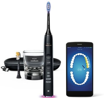 Philips DiamondClean Smart 9400 Sonicare Spazzolino Elettrico Sonico Nero con App, con custodia da viaggio HX9917/89