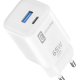 Cellularline Dual Charger Caricabatterie da rete con due porte Power Delivery 65W 2