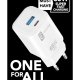 Cellularline Dual Charger Caricabatterie da rete con due porte Power Delivery 65W 3