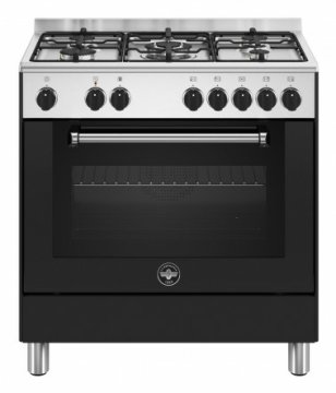 Bertazzoni La Germania Americana AMN855ENEV/24 cucina Elettrico Gas Nero, Acciaio inox
