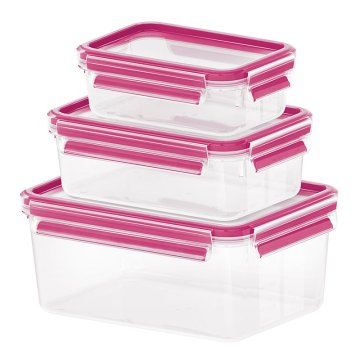 EMSA 515584 recipiente per cibo Rettangolare Scatola Verde, Trasparente 3 pz