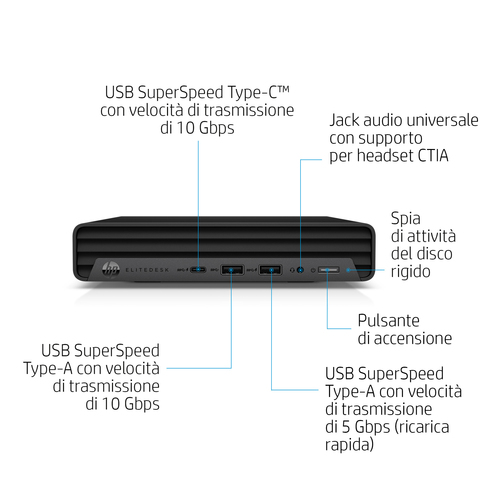 HP EliteDesk 800 G6 Intel® Core™ i5 i5-10500 16 GB DDR4-SDRAM 512 GB SSD Windows 11 Pro Mini PC Nero 9