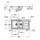 GROHE K200 60-S Lavello montato su piano Rettangolare Acciaio inox 4