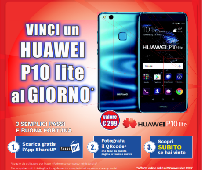 VOLANTINO DI NOVEMBRE !  ogni giorno nel nostro negozio  puoi vincere  uno smartphone HUAWEI P10 LITE